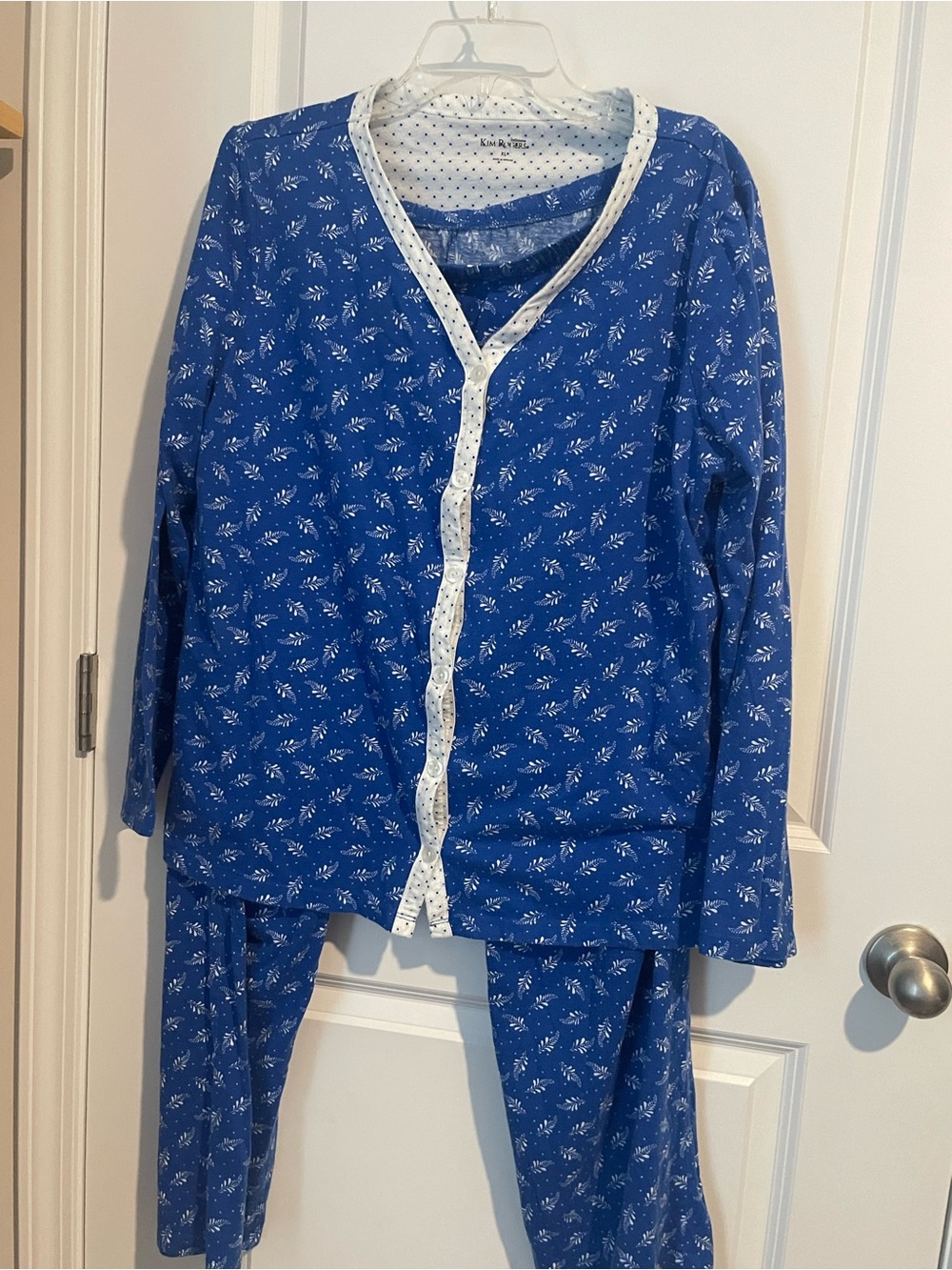 Women’s XL 2 piece Floral Flannel Pajama Set Kim Rogers Button Front